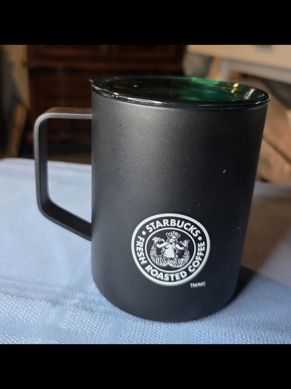 Starbucks 1971 Heritage Logo Black Stainless Steel Travel Mug 16 oz Green